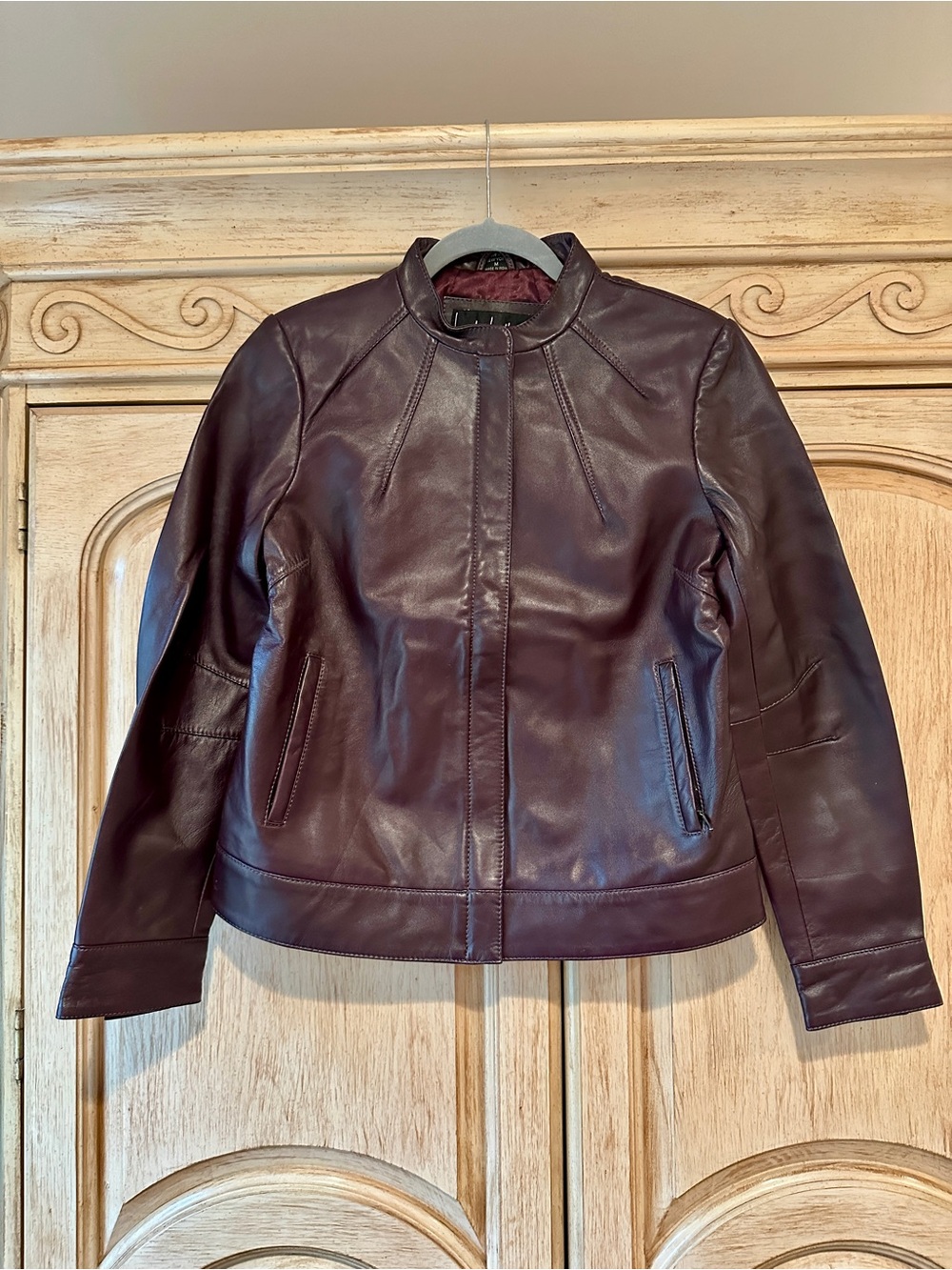 Nicole Miller • Burgundy Leather Jacket • M